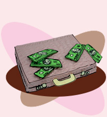 Фотография торта в виде чемодана с деньгами.